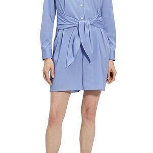 Theory Blue Tie Waist Romper